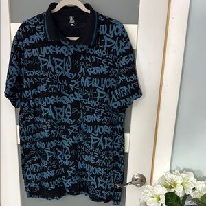 I.N.C. Black and Blue Graphic Men's Shirt